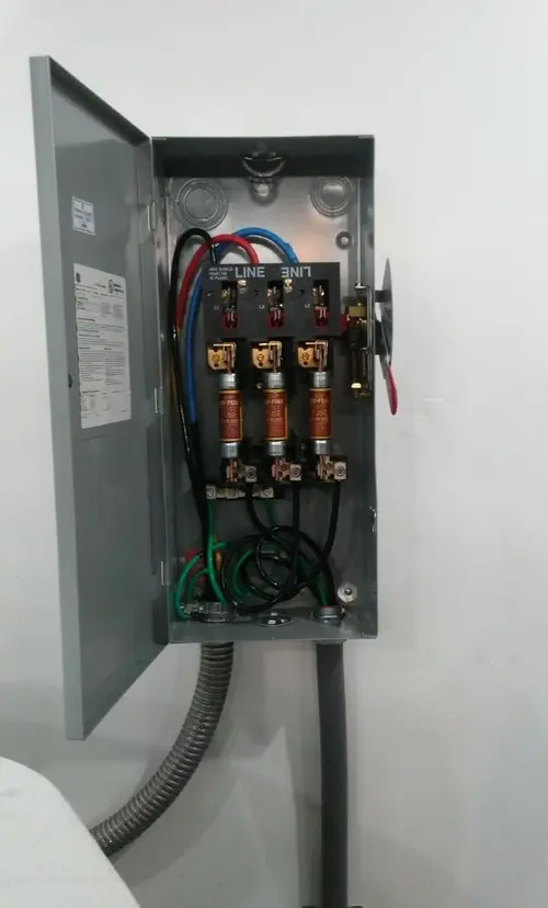 Three-phase disconnect switch installed for Electrical Wiring & Rewiring in San Carlos